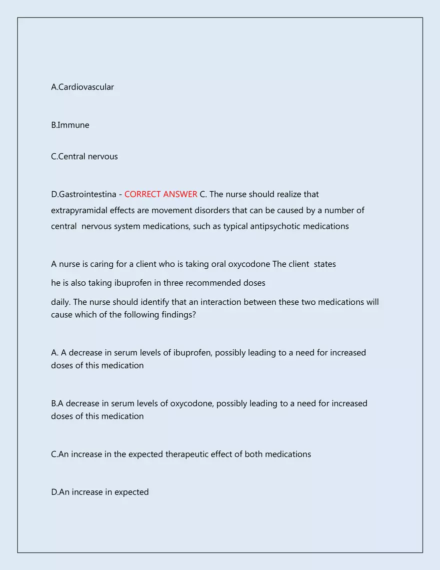 RN Pharmacology Latest 2026\2027 Actual Exam 242 Questions And Answers - Page 69