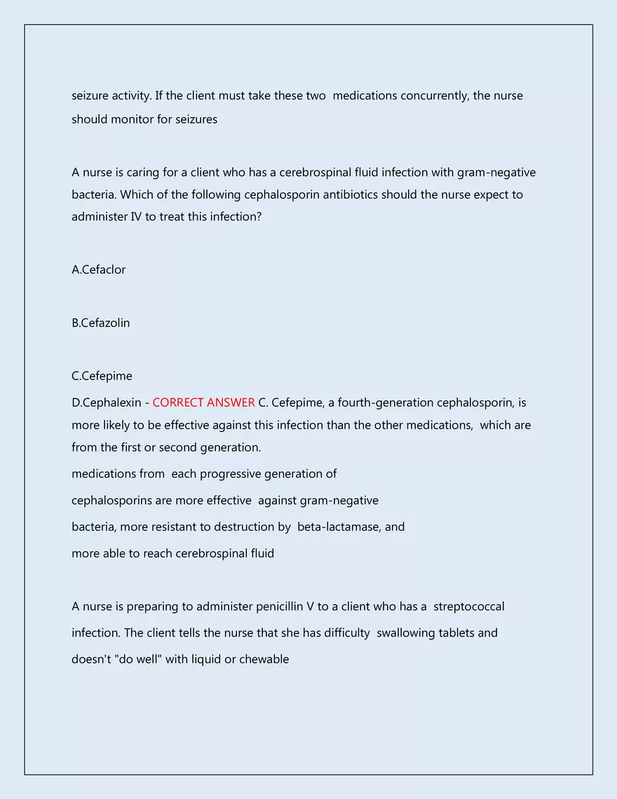 RN Pharmacology Latest 2026\2027 Actual Exam 242 Questions And Answers - Page 73