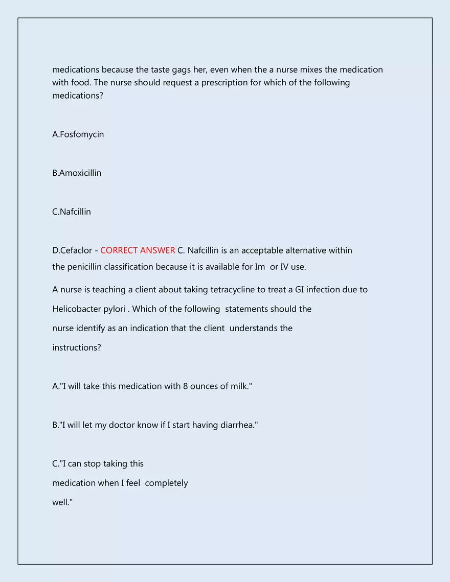 RN Pharmacology Latest 2026\2027 Actual Exam 242 Questions And Answers - Page 74