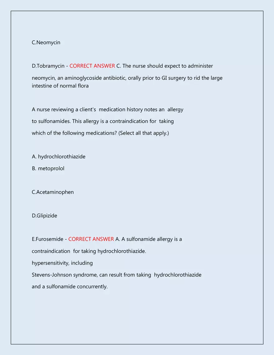 RN Pharmacology Latest 2026\2027 Actual Exam 242 Questions And Answers - Page 78