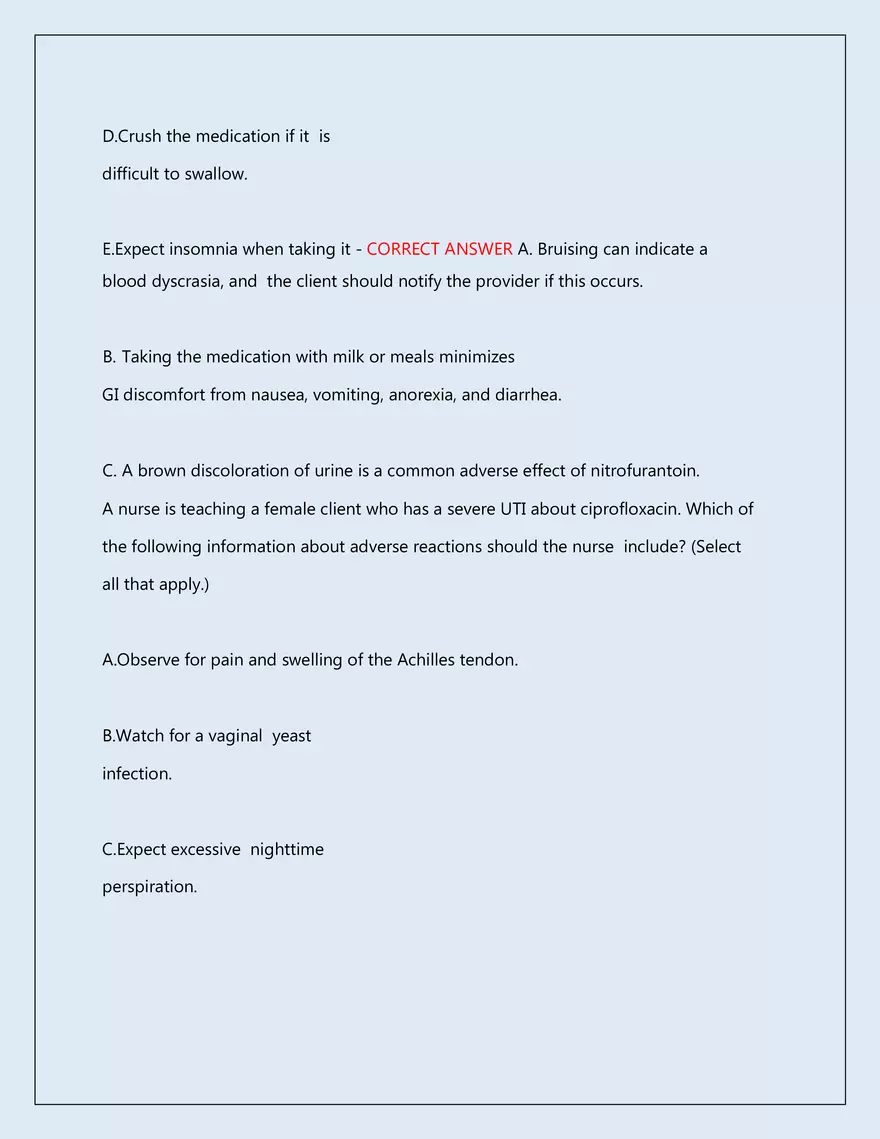 RN Pharmacology Latest 2026\2027 Actual Exam 242 Questions And Answers - Page 81
