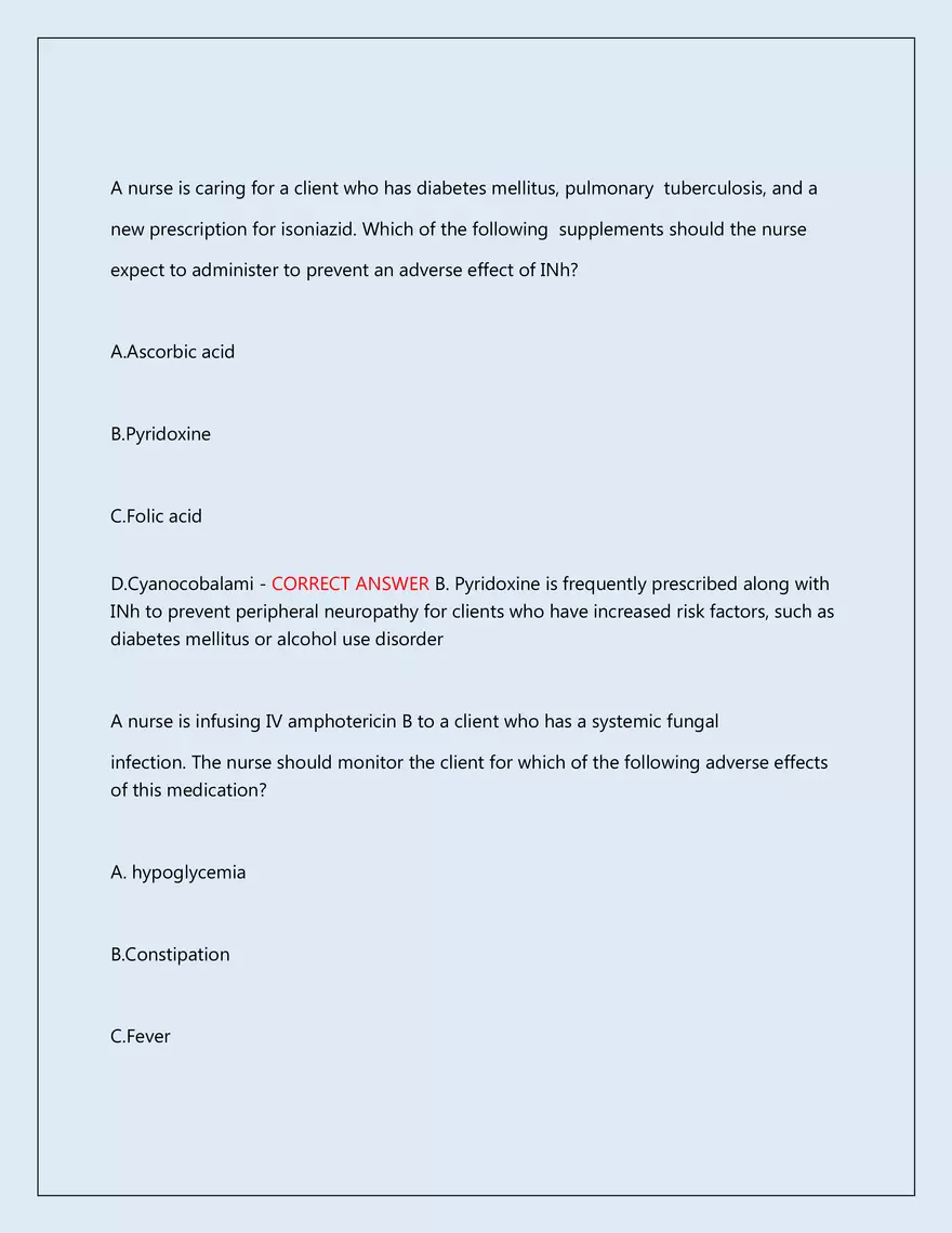 RN Pharmacology Latest 2026\2027 Actual Exam 242 Questions And Answers - Page 84