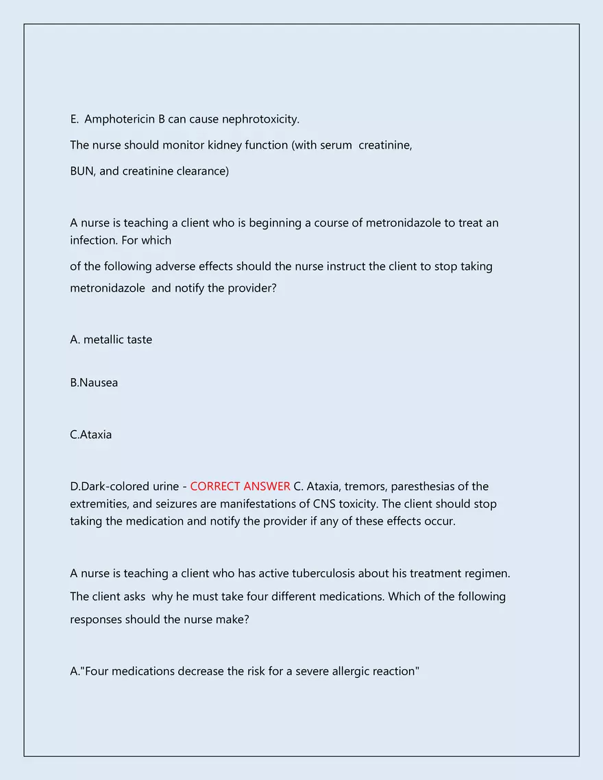 RN Pharmacology Latest 2026\2027 Actual Exam 242 Questions And Answers - Page 86