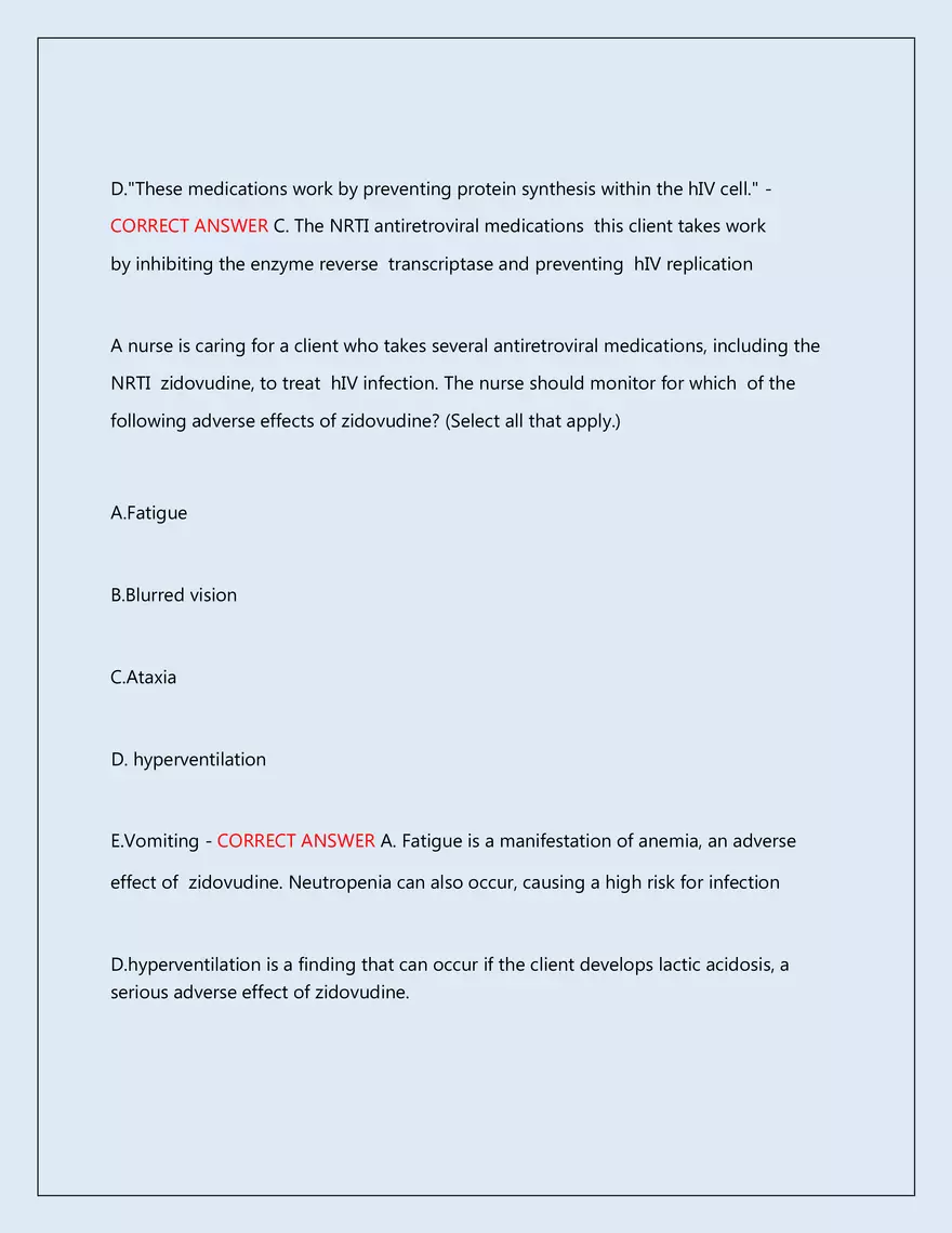 RN Pharmacology Latest 2026\2027 Actual Exam 242 Questions And Answers - Page 88