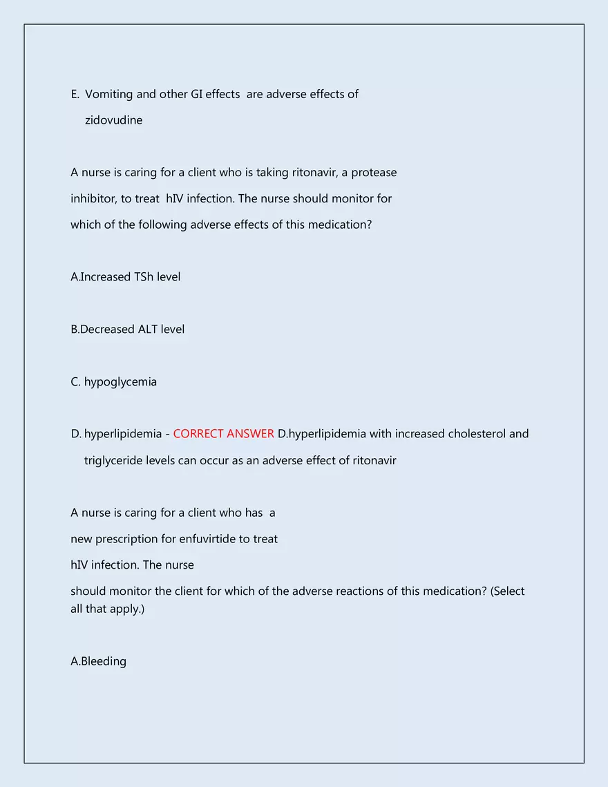 RN Pharmacology Latest 2026\2027 Actual Exam 242 Questions And Answers - Page 89