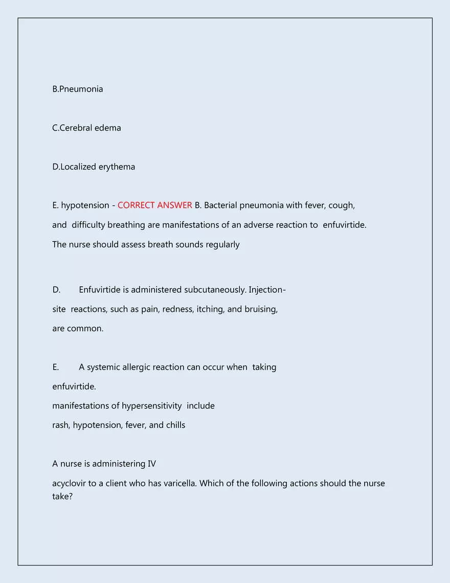 RN Pharmacology Latest 2026\2027 Actual Exam 242 Questions And Answers - Page 90