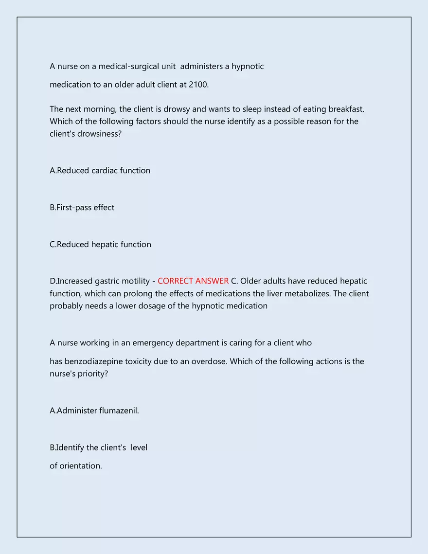 RN Pharmacology Latest 2026\2027 Actual Exam 242 Questions And Answers - Page 94