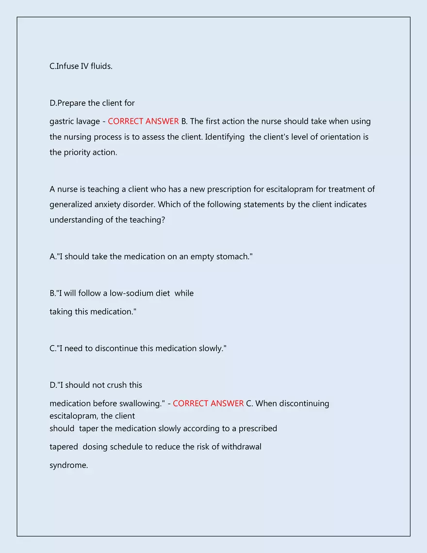 RN Pharmacology Latest 2026\2027 Actual Exam 242 Questions And Answers - Page 96