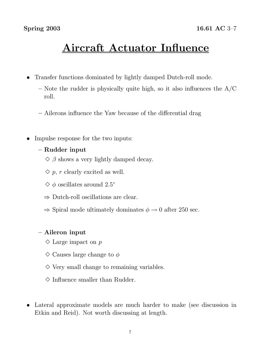 Aircraft Lateral Dynamics - Page 7