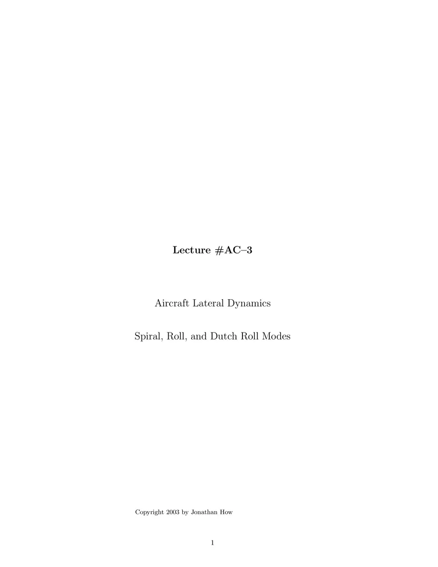 Aircraft Lateral Dynamics - Page 1