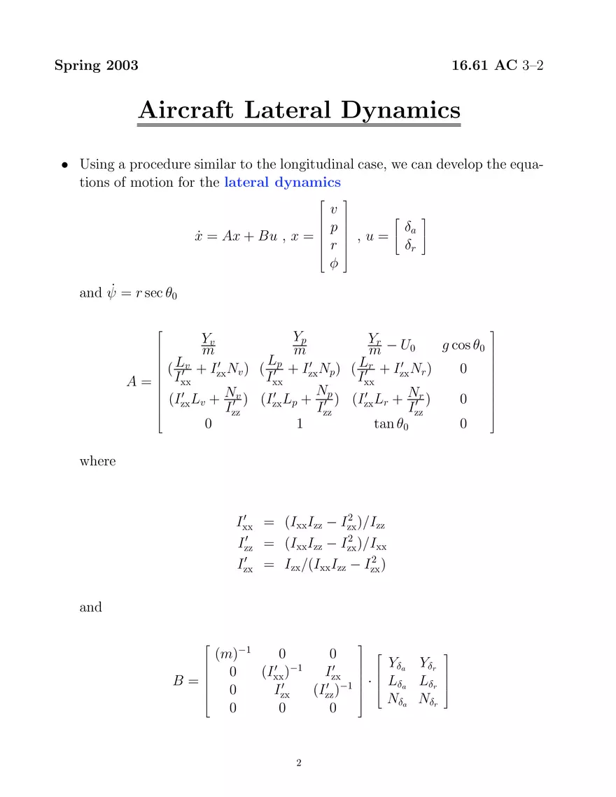 Aircraft Lateral Dynamics - Page 2