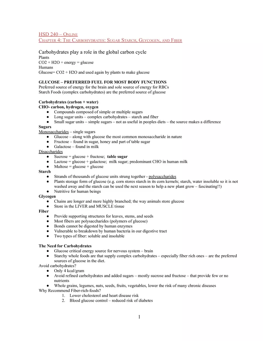 Chapter 4: The  Carbohydrates - Page 1