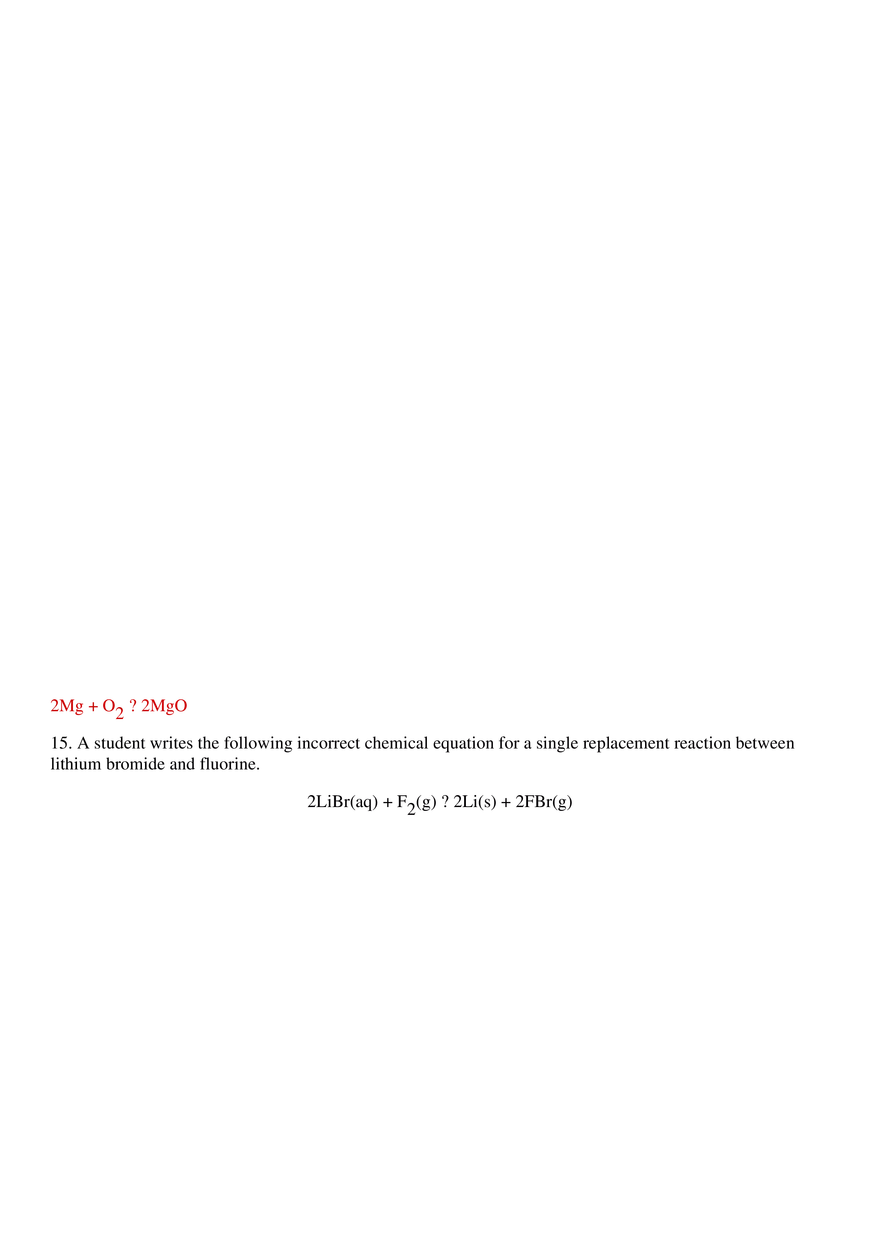 Types of Chemical Reactions Key - Page 10