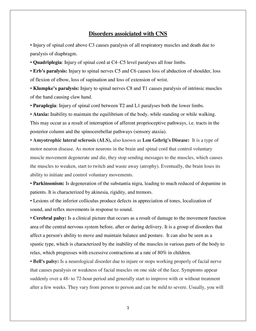 Disorders Associated With CNS - Page 1