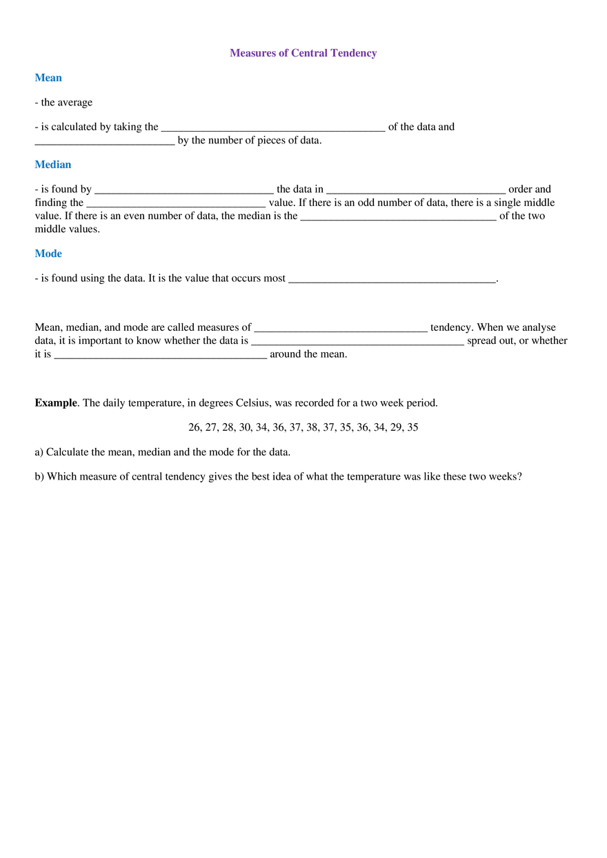 Measures of Central Tendency - Page 1