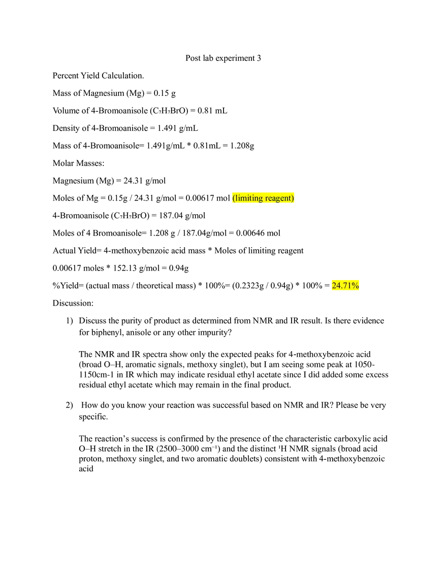 Post Lab Experiment 3 - Page 1