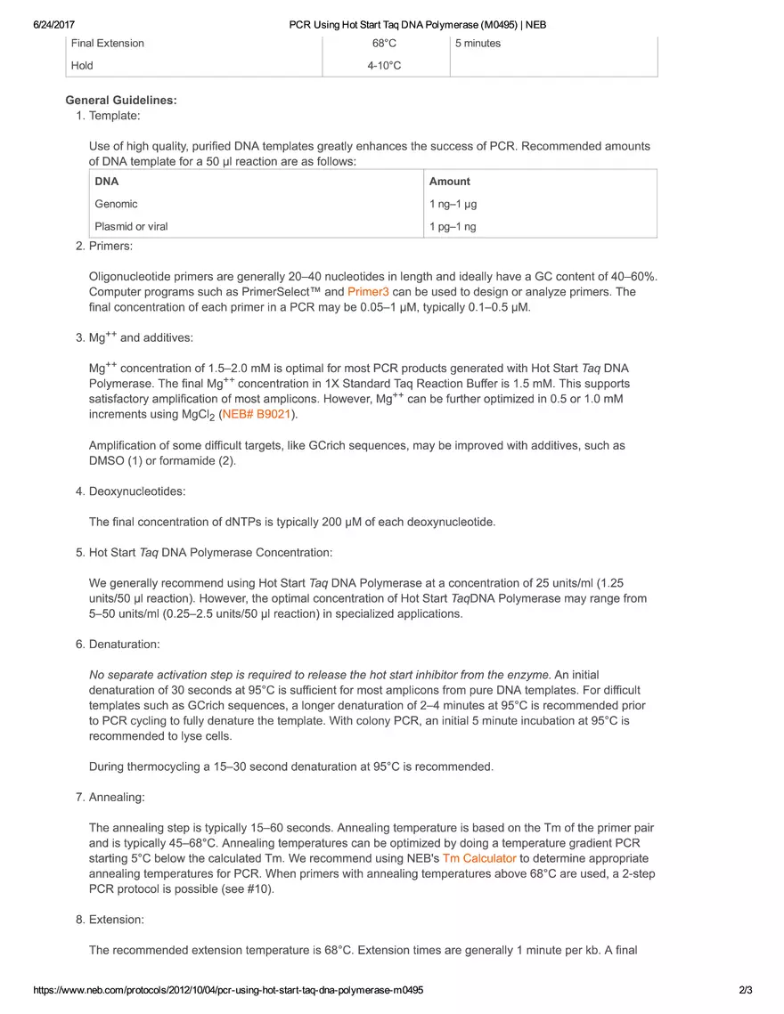 PCR Using Hot Start Taq DNA Polymerase - Page 2