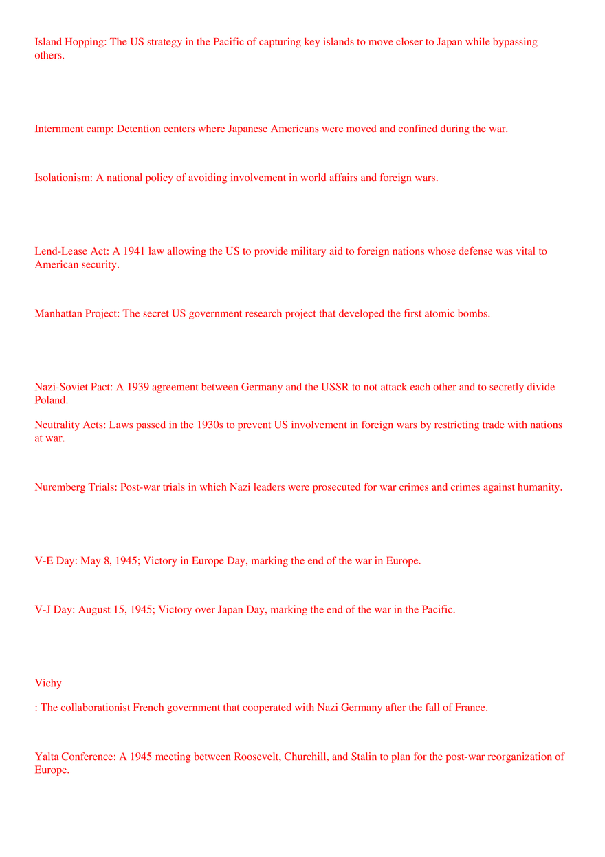 WWII Vocabulary - Page 2