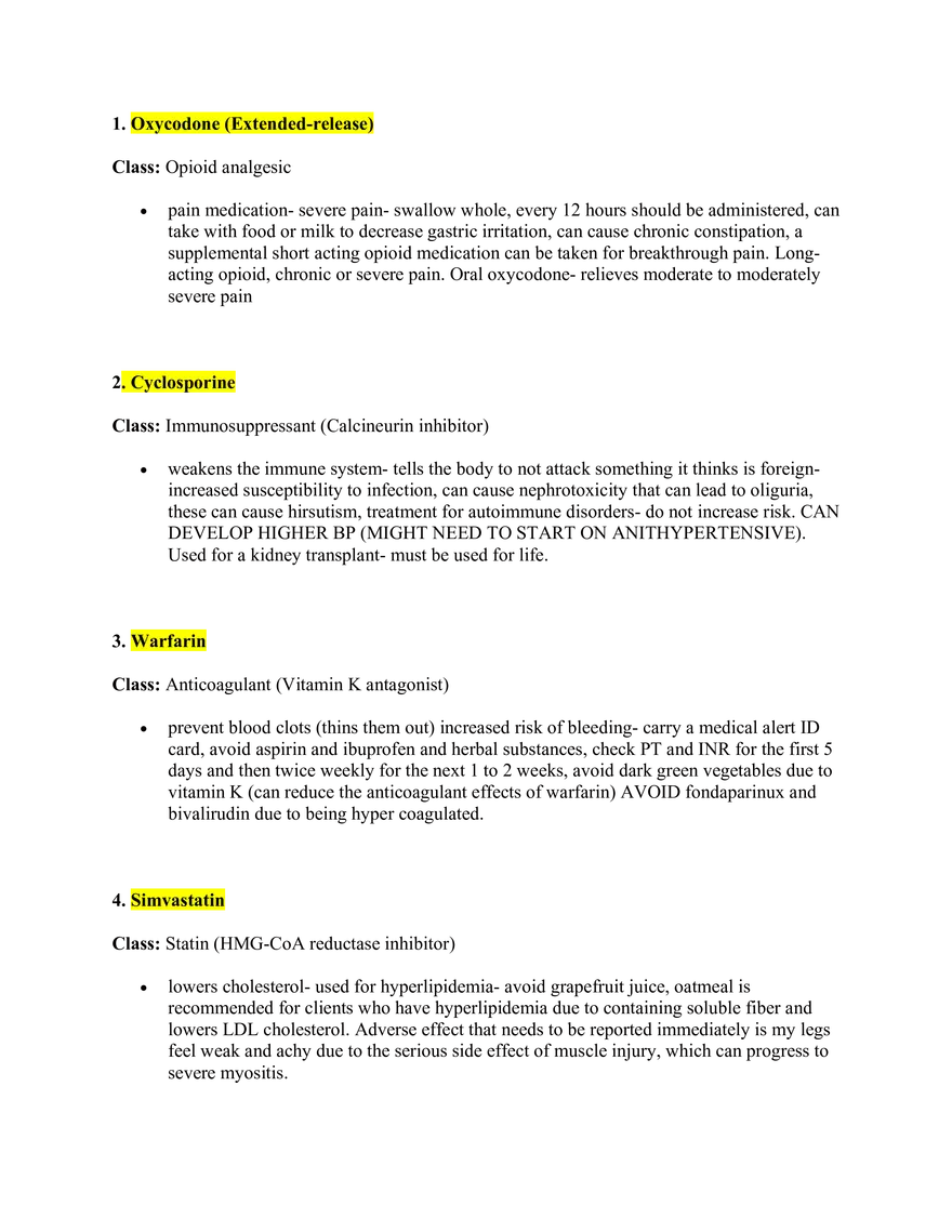 Pharmacology Study Guide - Page 1