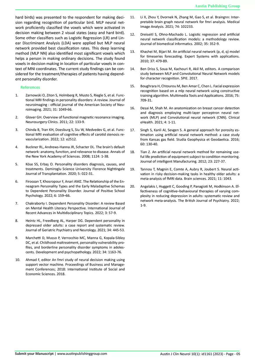 Dependent Personality Disorder: An Approach Based on fMRI - Page 5