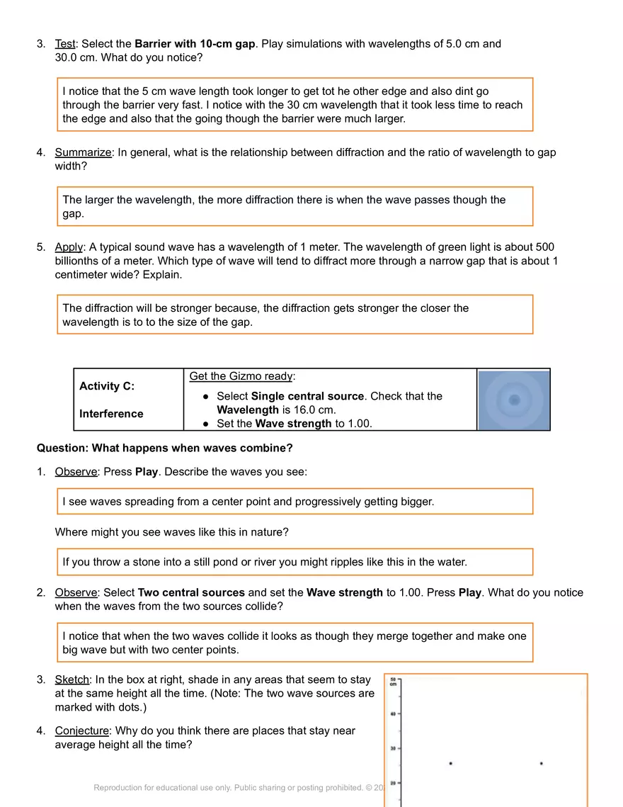 Student Exploration: Ripple Tank - Page 5