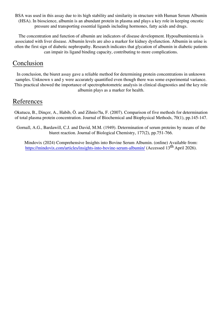 Quantitative Determination Of Unknown Protein Concentrations - Page 4