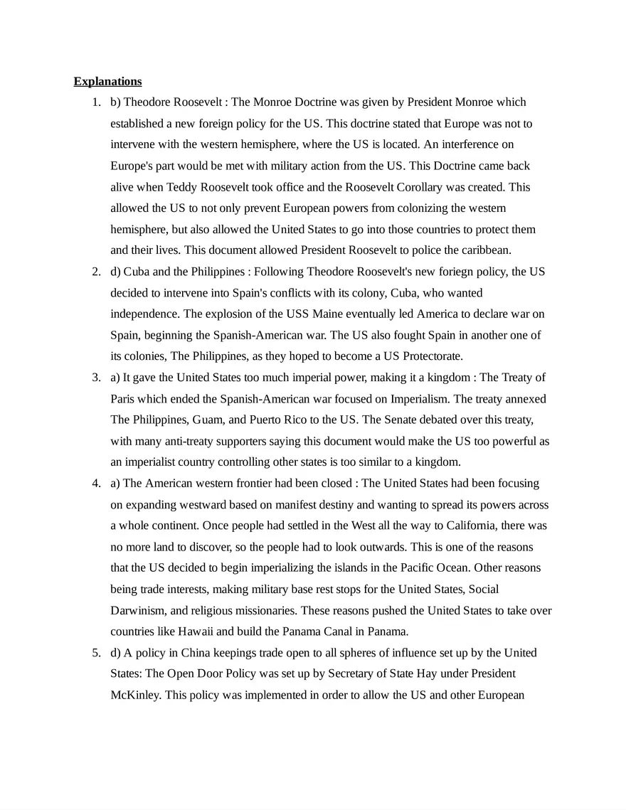 AP United States History Unit 7 Quiz - Page 5