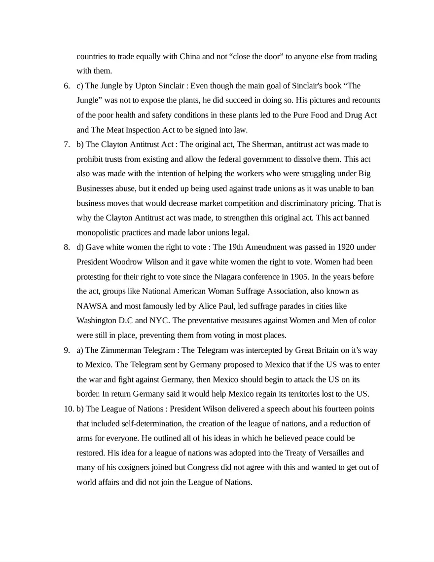 AP United States History Unit 7 Quiz - Page 6