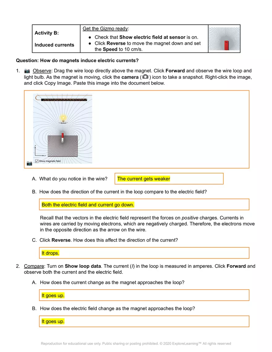 Student Exploration: Electromagnetic Induction - Page 3