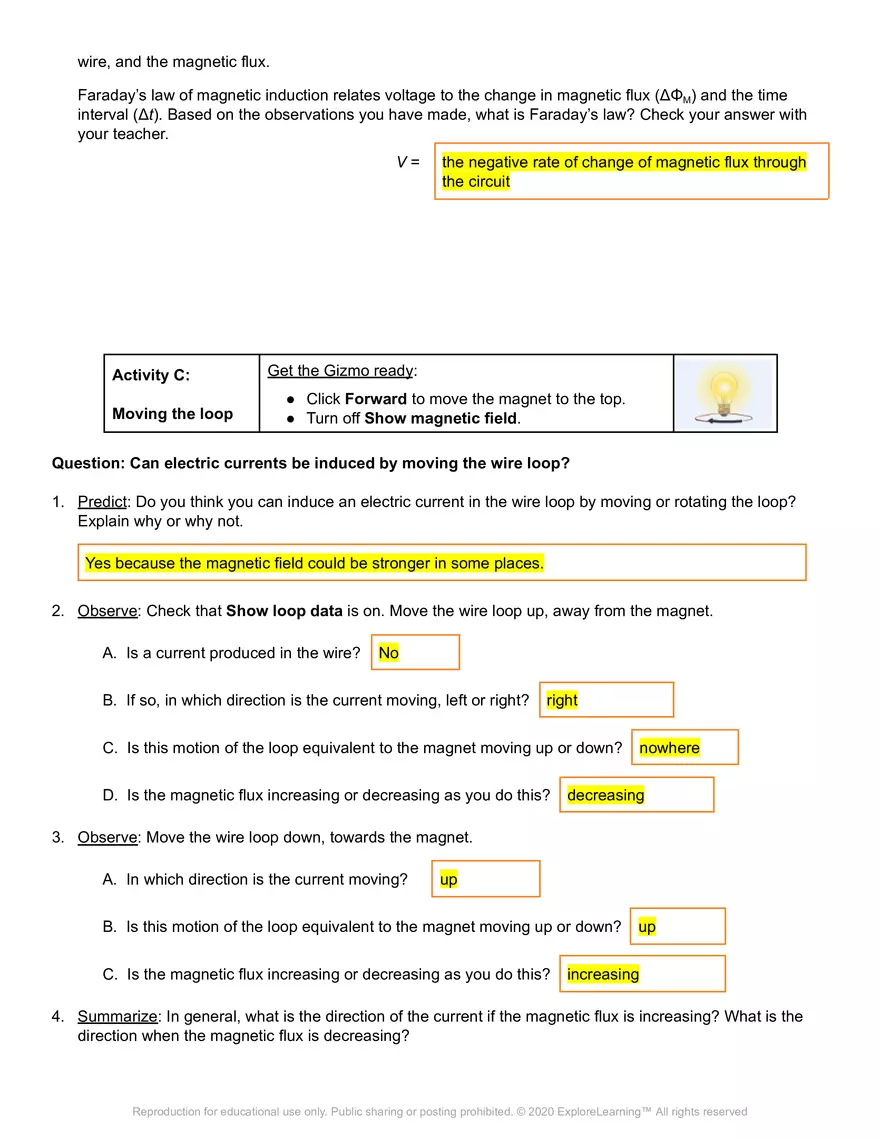 Student Exploration: Electromagnetic Induction - Page 5