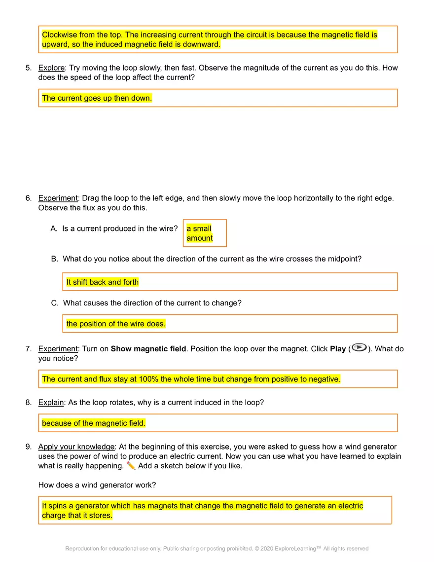 Student Exploration: Electromagnetic Induction - Page 6