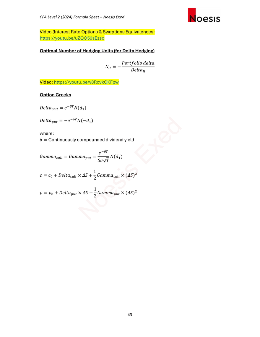 CFA Level 2: Formula Sheet (2024) - Page 38