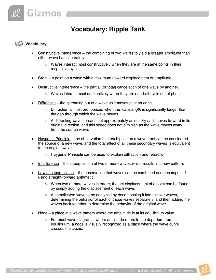 Vocabulary: Ripple Tank - Page 1