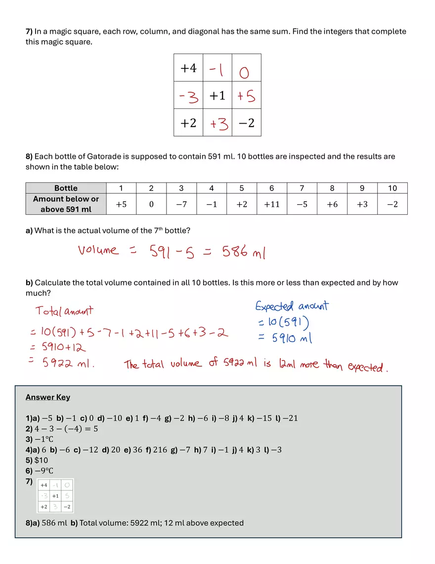 Worksheet 1 - Integers - Page 3