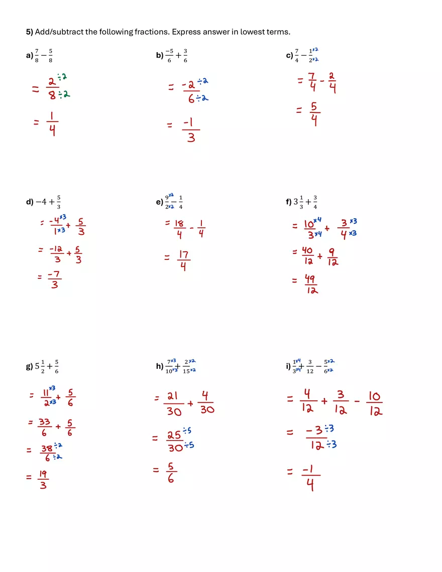 Worksheet 2 - Fractions - Page 2