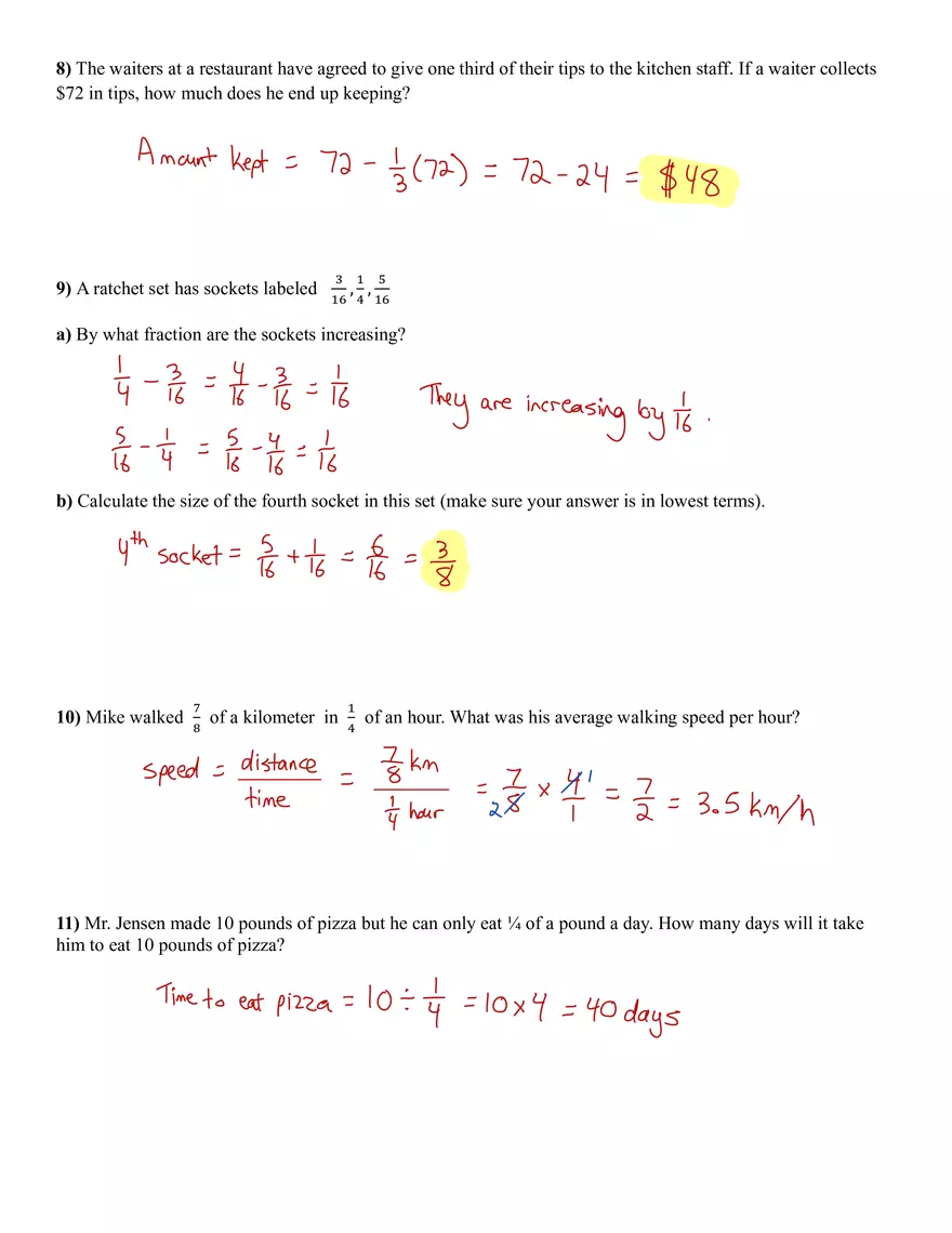 Worksheet 2 - Fractions - Page 4