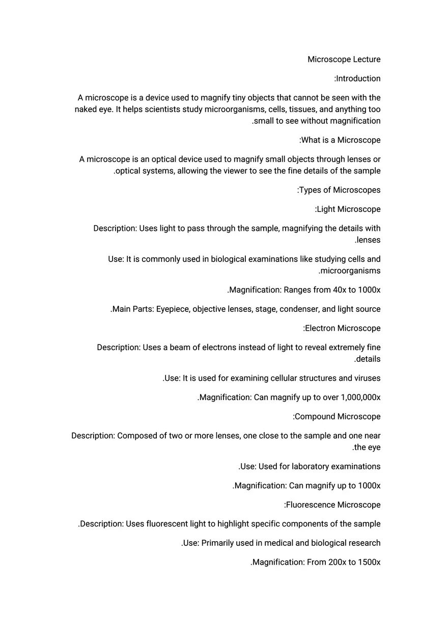 Microscope Lecture - Introduction - Page 1