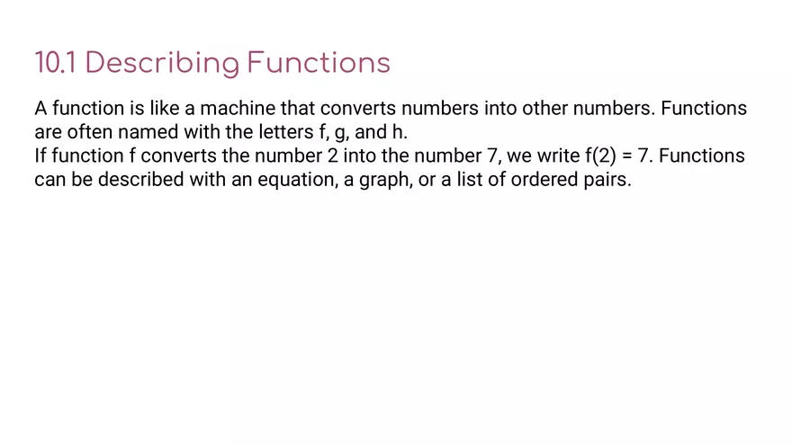 Functions 10.1 Describing Functions - Page 2