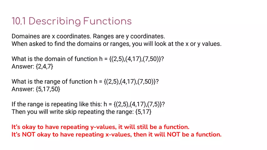 Functions 10.1 Describing Functions - Page 5