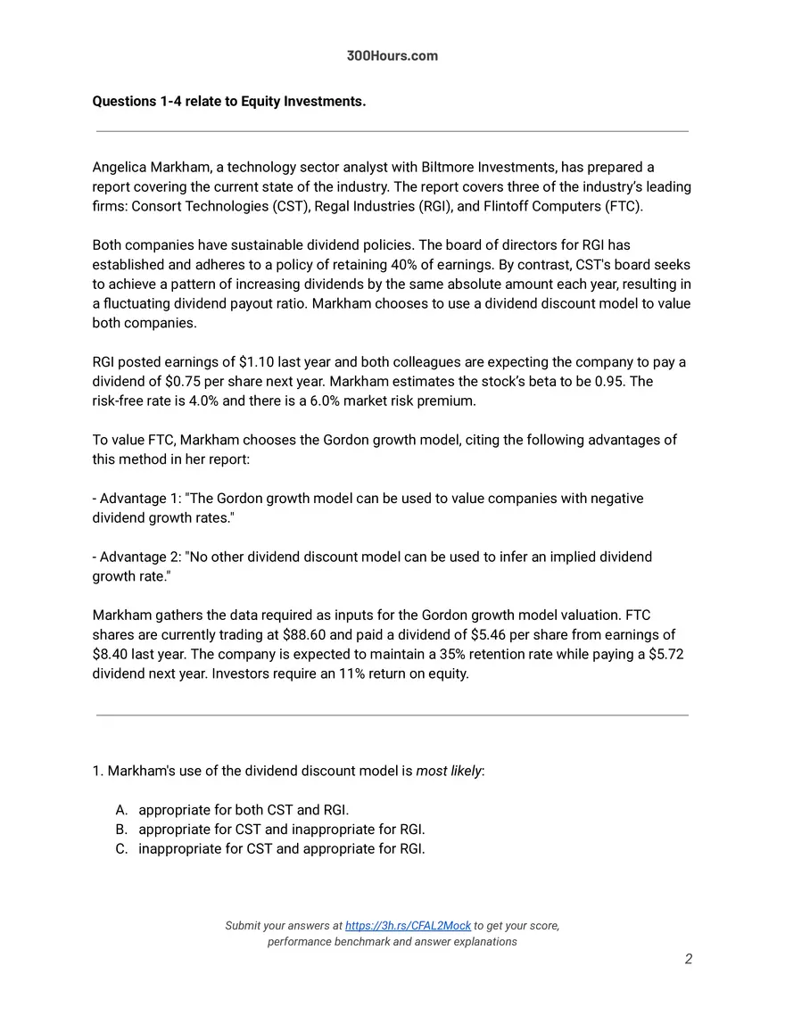 CFA Level 2 Mock Exam - Page 2