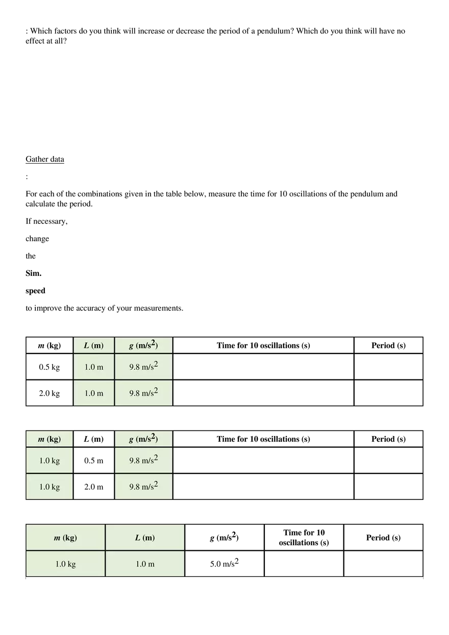 Chapter 6: Simple Harmonic Motion Gizmo - Page 9