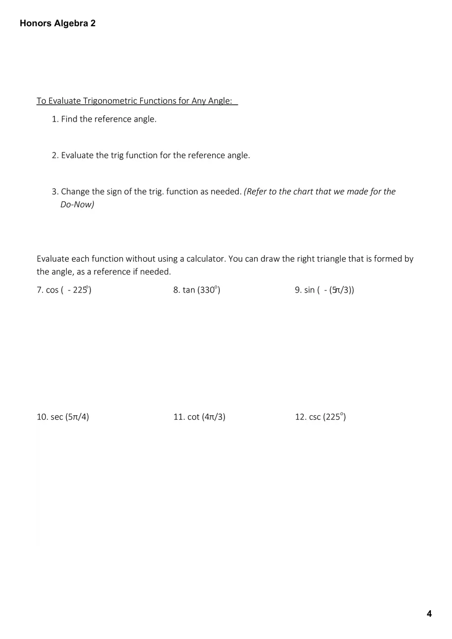 5.1 - Trig Functions of Any Angle Notes Key Day - Page 4