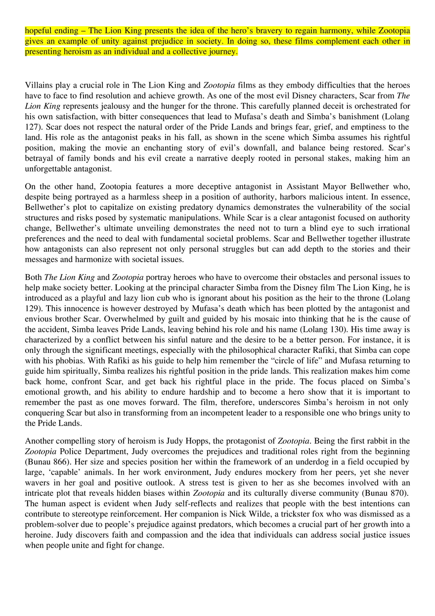 The Lion King and Zootopia Final Essay Revised - Page 2