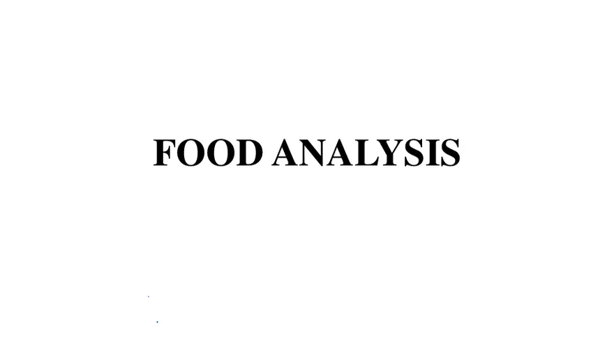 Food Analysis Introduction - Page 1