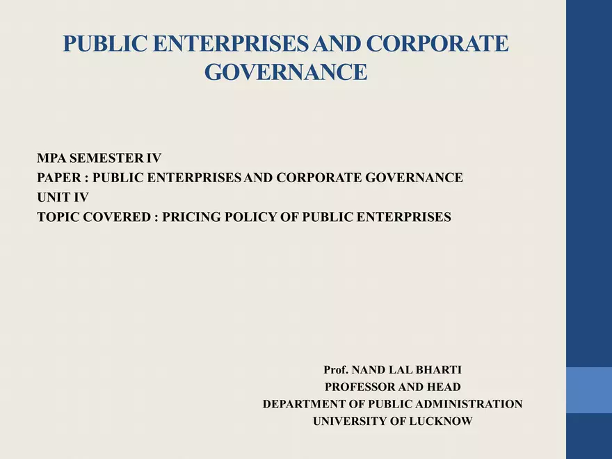 Public Enterprises and Corporate Governance Unit IV - Page 1