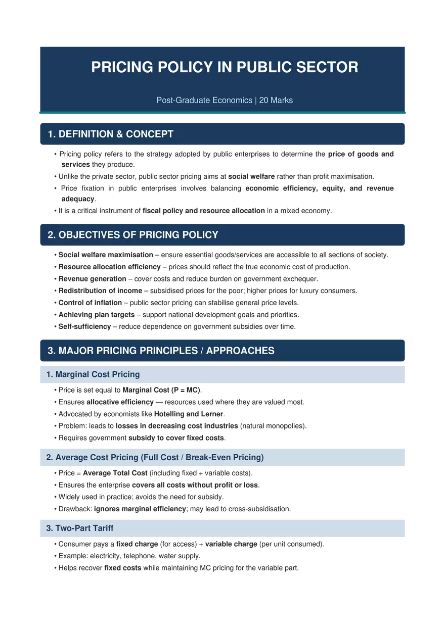 Pricing Policy In Public Sector - Page 1