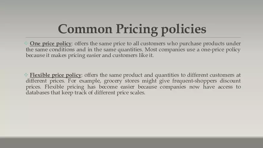 Pricing Policy and Strategies - Page 12