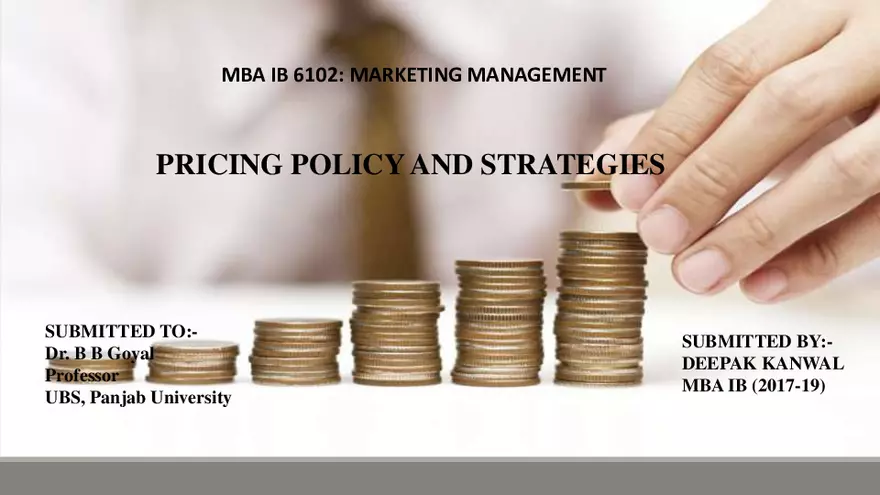 Pricing Policy and Strategies - Page 1