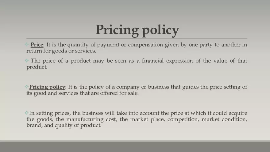 Pricing Policy and Strategies - Page 2