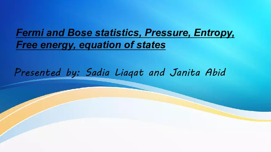 Fermi and Bose Statistics - Page 1